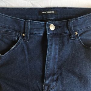 High waisted skinny dark blue jeans